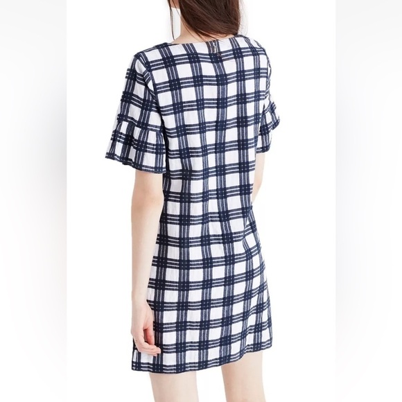 Madewell Bell-Sleeve Dress in Leighton Plaid Sz 4 Transatlantic Blue Gingham - Picture 3 of 10